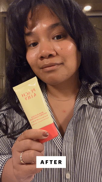 Calaor after applying the Peach Lily Beam Blocker Invisible Sunscreen